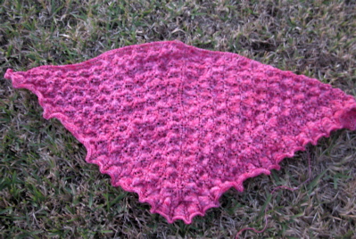 Flower Basket Shawl, Unblocked